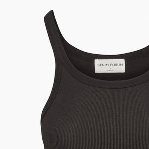 Denim Forum ribbed tank dress in black (M)